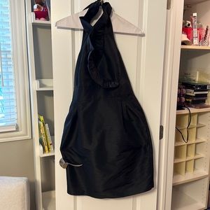 Worn once black bridesmaid dress with ruffle v-neck